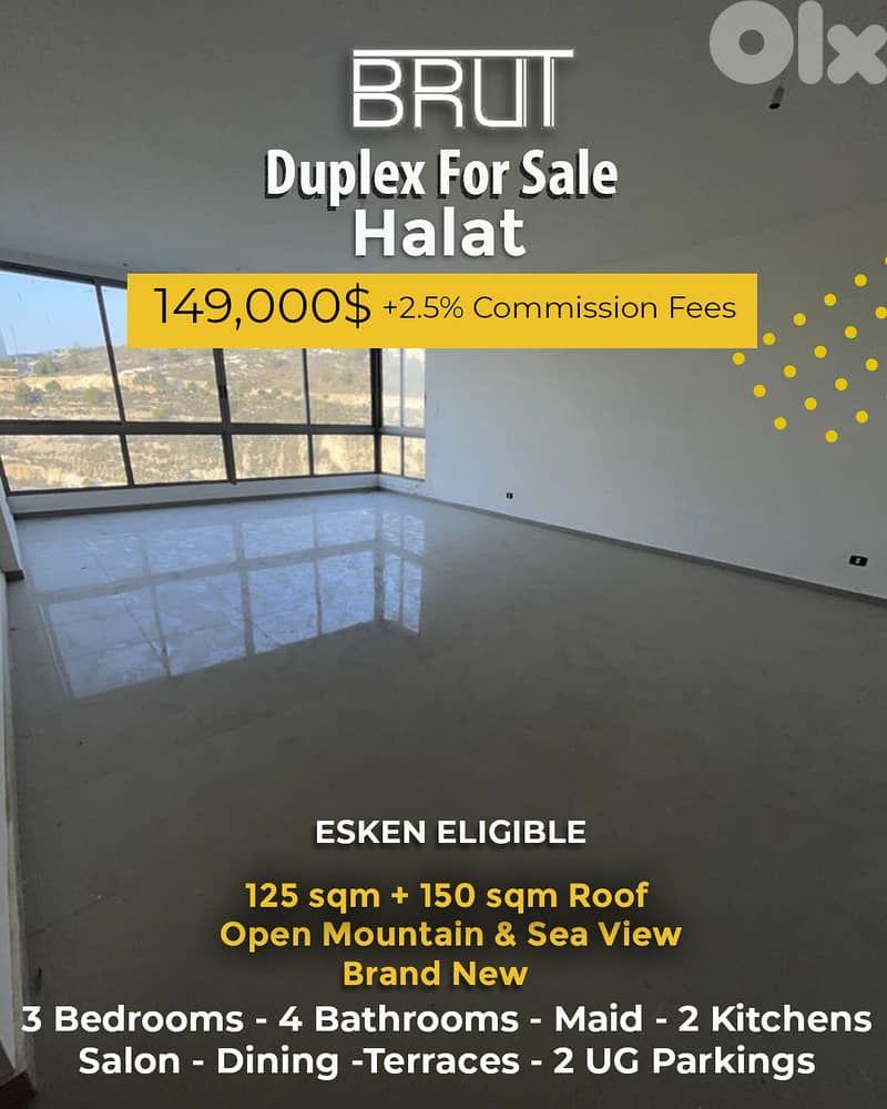 125 sqm + 150 m Roof Duplex for sale in Halat - Esken eligible 0