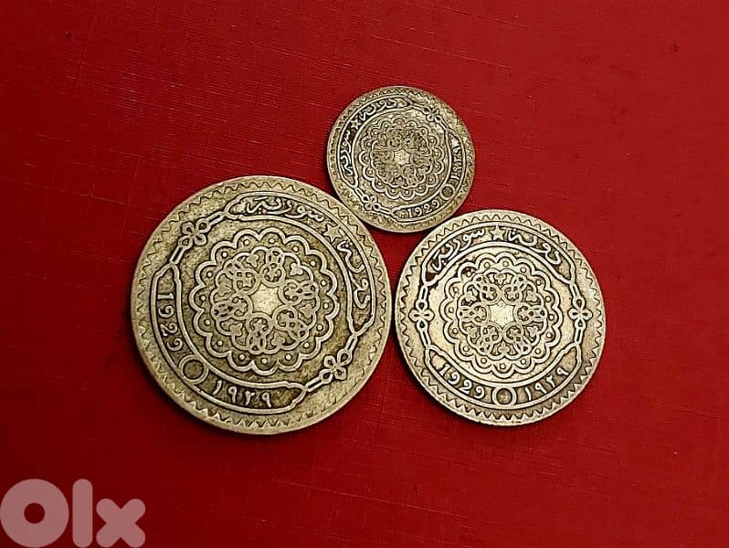 Syria 1929 silver 17g set of 3 coins (10, 25 & 50 Ghirsh) 1