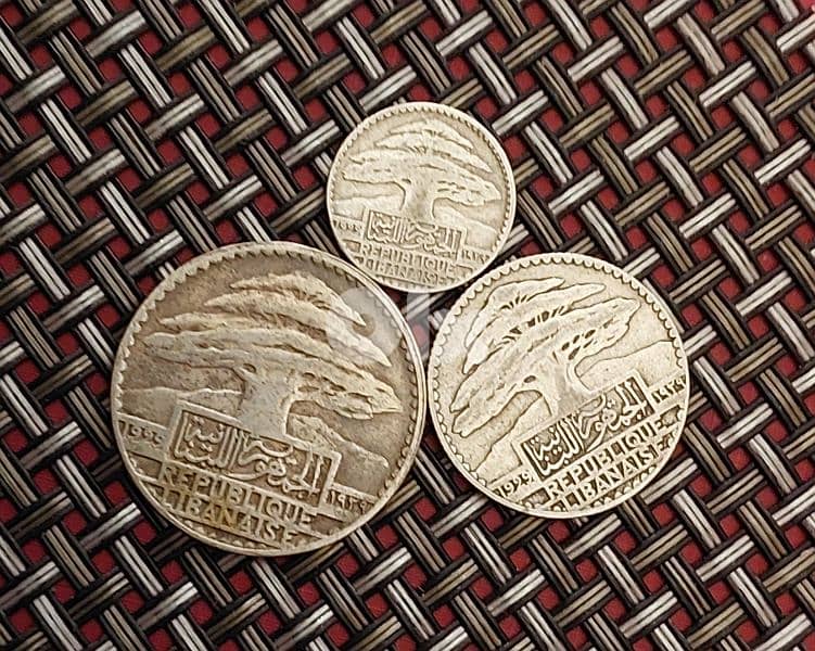 Lebanon 1929 silver 17g set (10, 25 & 50 Ghirsh) 0