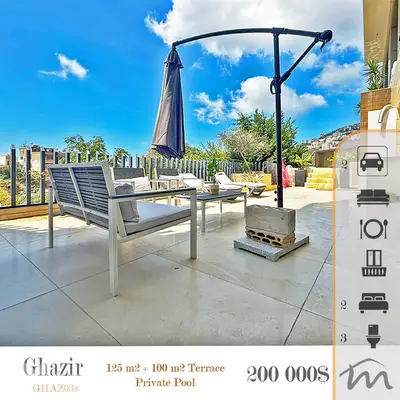 Ghazir | Signature 125m² + 100m² Terrace | Private Pool | Prime Area