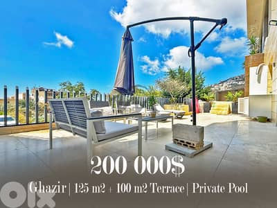 Ghazir | Signature 125m² + 100m² Terrace | Private Pool | Prime Area