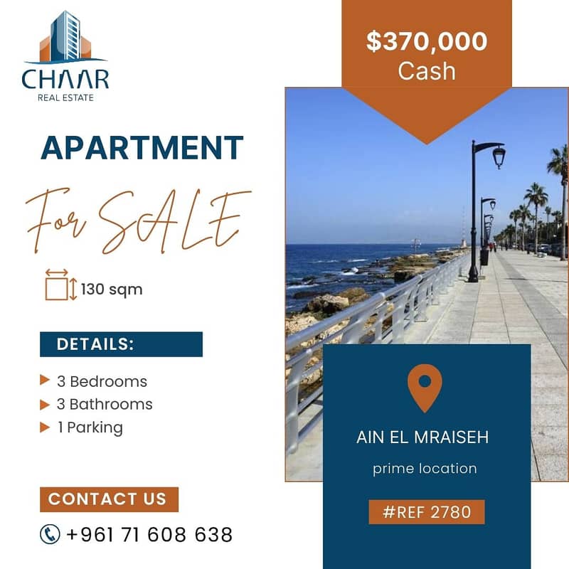 Apartment for Sale in Ain Al-Mraiseh - #R2780 0