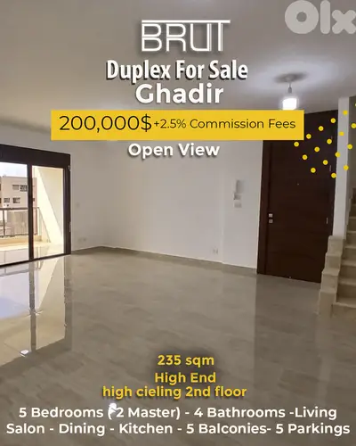 235 sqm Fully Renovated Duplex (not Roof) - Ghadir Jounieh - High end