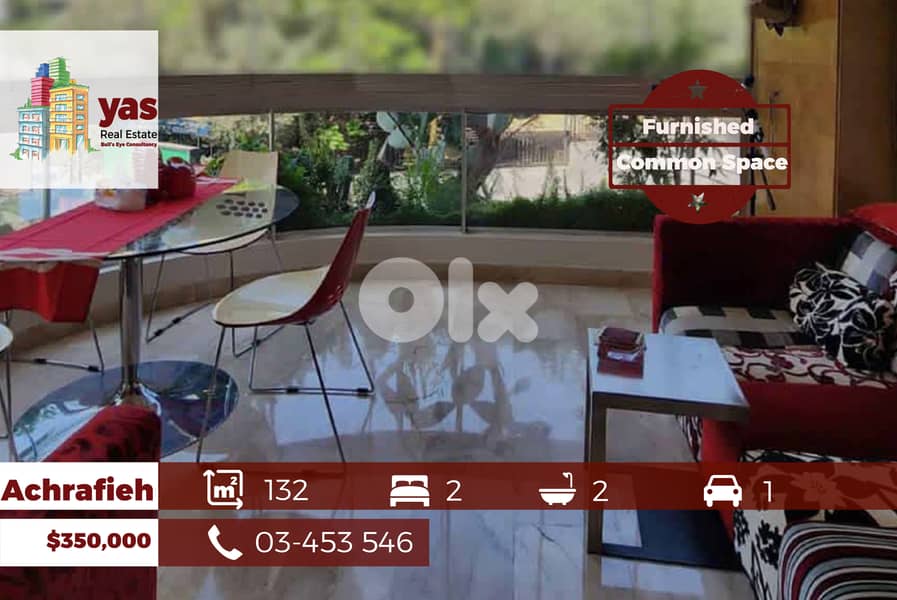 Achrafieh 132m2 | Furnished | Prime Location | Common Area | OH 0
