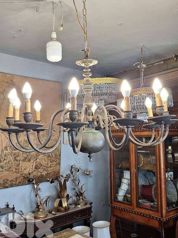large bronze antique original 12 lamps flemish chandelier 0