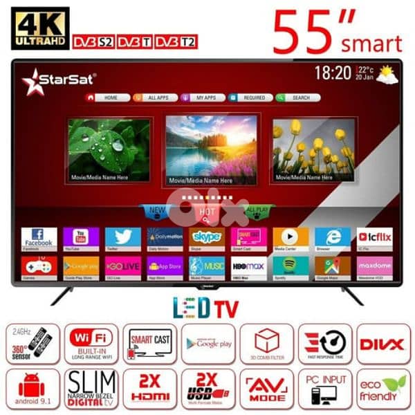smart tv STARSAT 55inch google tv qled 1