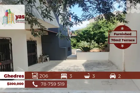 Ghedres 206m2 | 70m2 Terrace/Garden | Furnished | Private Street | PM