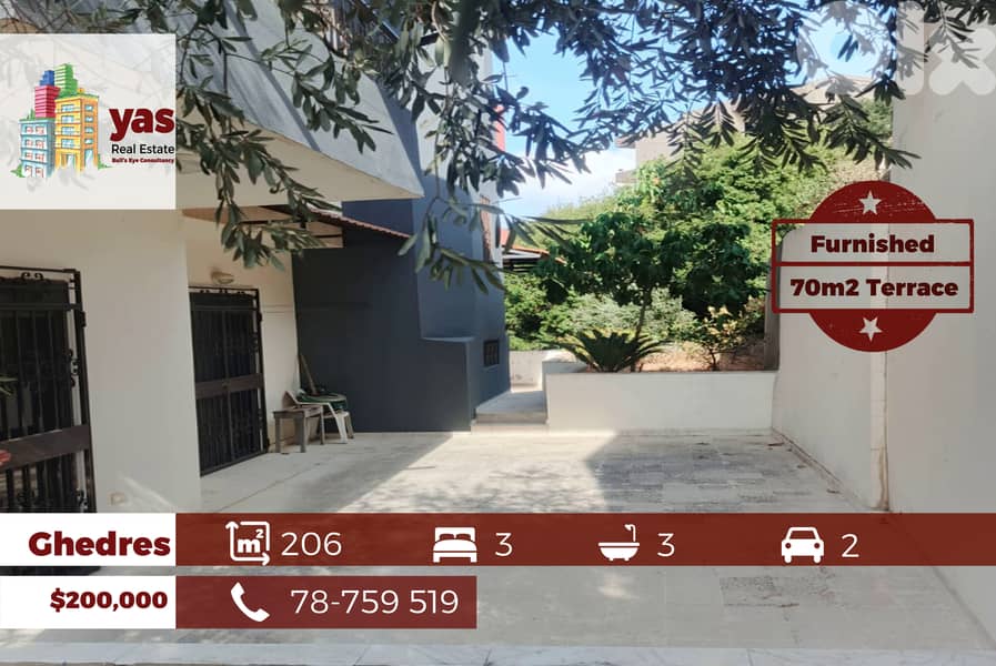 Ghedres 206m2 | 70m2 Terrace/Garden | Furnished | Private Street | PM 0