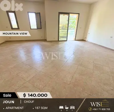187 SQM Apartment FOR SALE – Joun, Chouf!