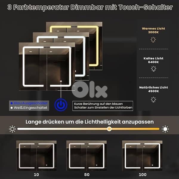 bathroom mirrors anti-fag plus 3 types of color light  71110097 4