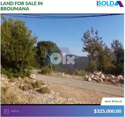 1083m2 land+mountain view -Prime Location - 4sale in Broumana