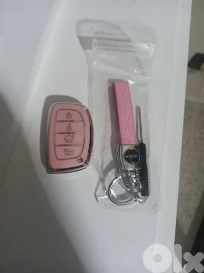 Pink car key cover + keychain new