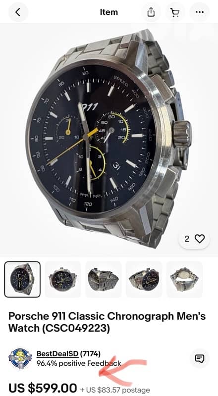 PORSCHE DESIGN 911 CLASSIC WATCH CHRONO SWITZRLAND SWISS MADE ORGINAL 8