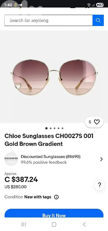 ORIGINAL Chloe Sunglasses CH0027S 001 Gold Brown Gradient