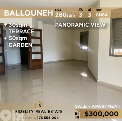Apartment for sale in Ballouneh GH64 شقة للبيع في بلونة