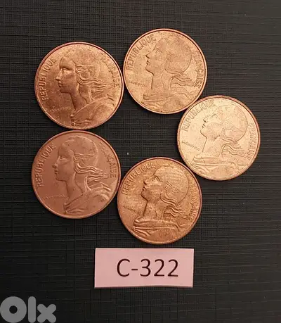 France 10 centimes 5 coins 1980 to 1984 Lot# C-322