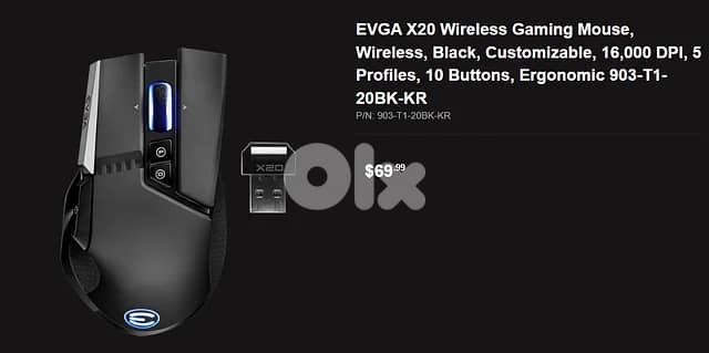 EVGA x20 Wireless gaming mouse 0