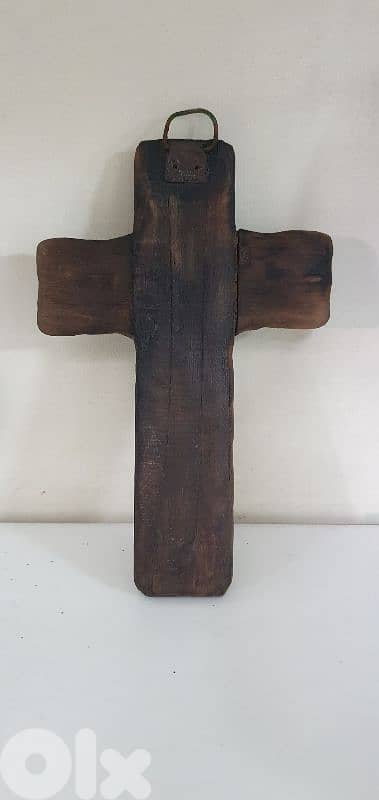 vintage cross hand made copper & wood 1