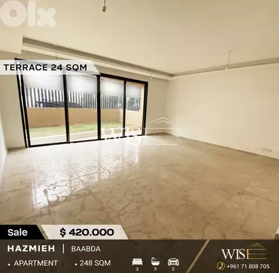 248 SQM Apartment with terrace for SALE in Hazmieh-Baabda !