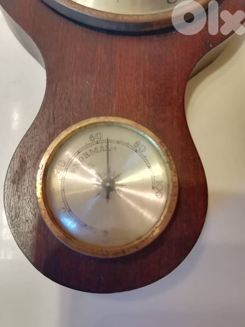 hygrometer barometer & thermometer in wooden frame 46cm 2