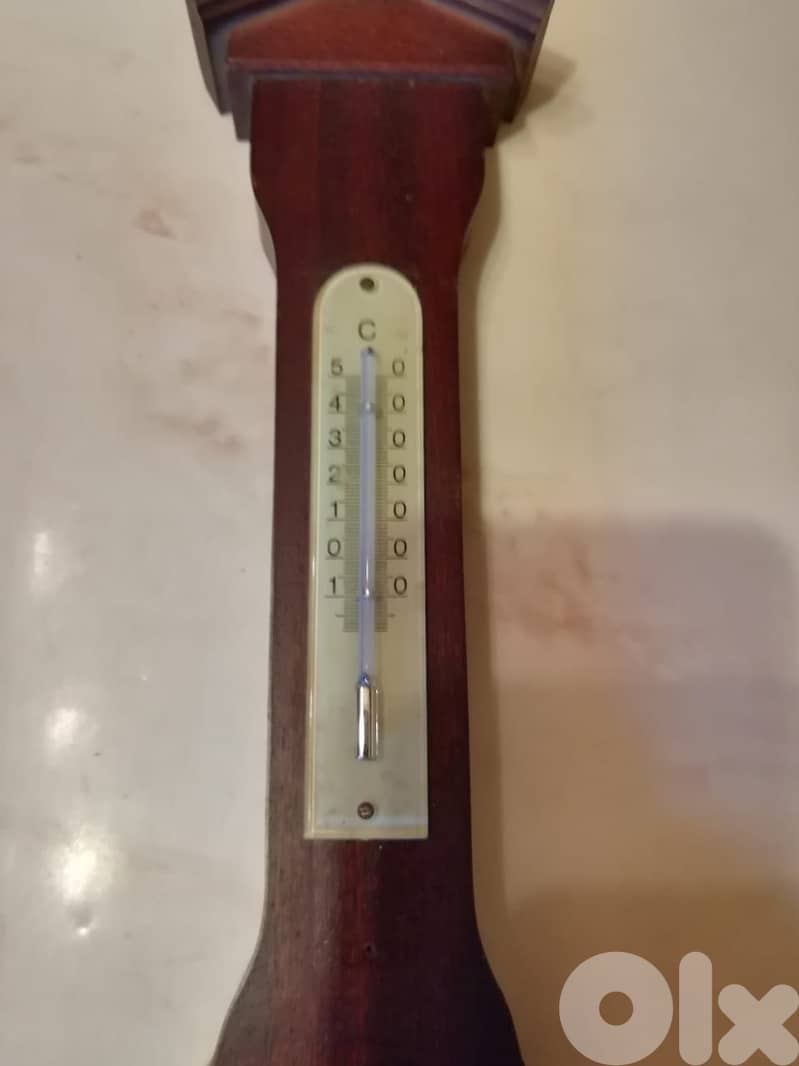 hygrometer barometer & thermometer in wooden frame 46cm 3