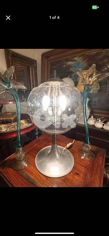 vintage 1970's original table lamp globe chrome 0