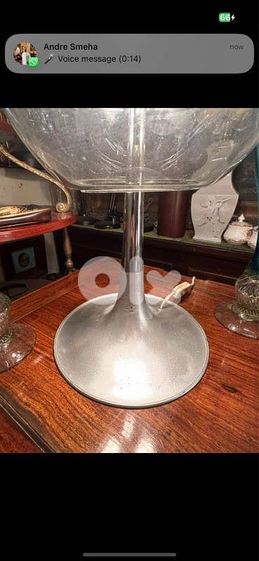 vintage 1970's original table lamp globe chrome 1