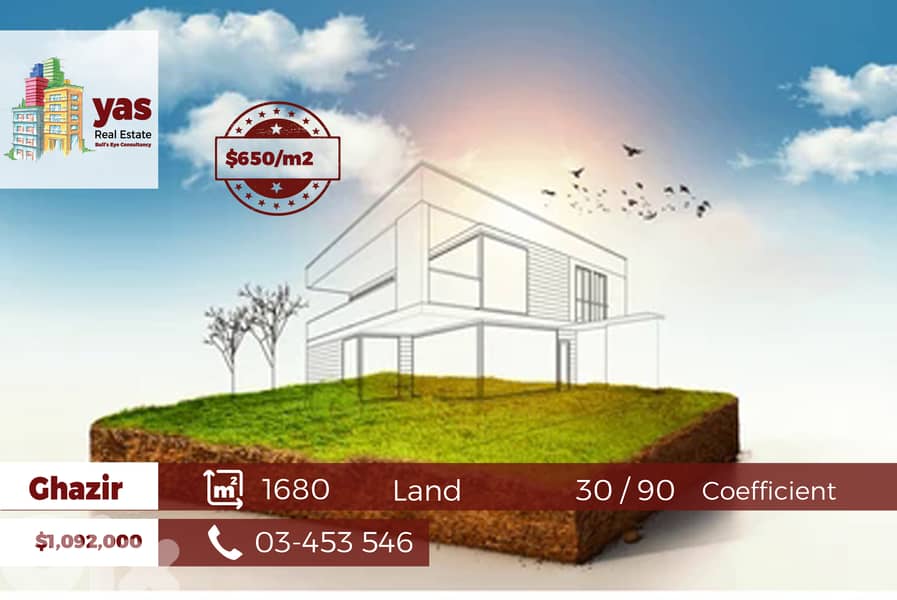 Ghazir 1680m2 | 30/90 | Commercial Plot | Rare Opportunity | Prime Are 0