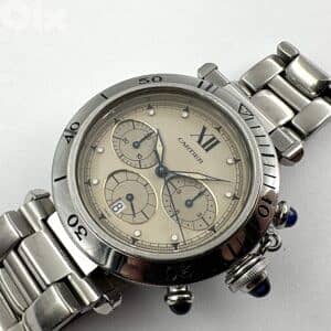 CARTIER Pasha Chronograph Wristwatch Stainless Steel Quartz Men's 0
