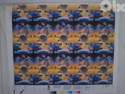 RARE - 1992 Space Accomplishments Russian/American Space sheet stamps