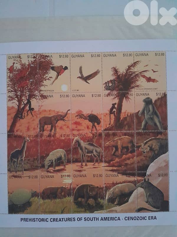 GUYANA DINOSAUR STAMPS SHEET 1991 MNH PREHISTORIC CENOZOIC ERA 0