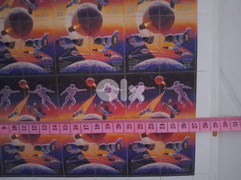 STAMPS RUSSIA 1992 ARC SHEET SPACE YEAR COSMOS SPACE YEAR 2