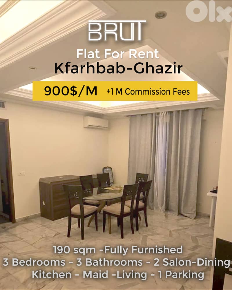 Fully furnished apartment for rent in Kfarhbab, Ghazir 0