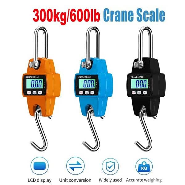 New Portable Digital scale 300kg high quality stainless steel hook 0