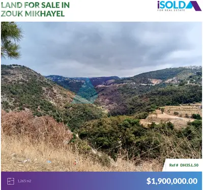 1265m2 Land+mountain view 4sale in Zouk Mikhayel - أرض في زوق مكايل