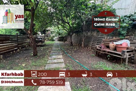 Kfarhbab 200m2 | 180m2 Garden | Rent | Calm Area | Catch | EH/IV