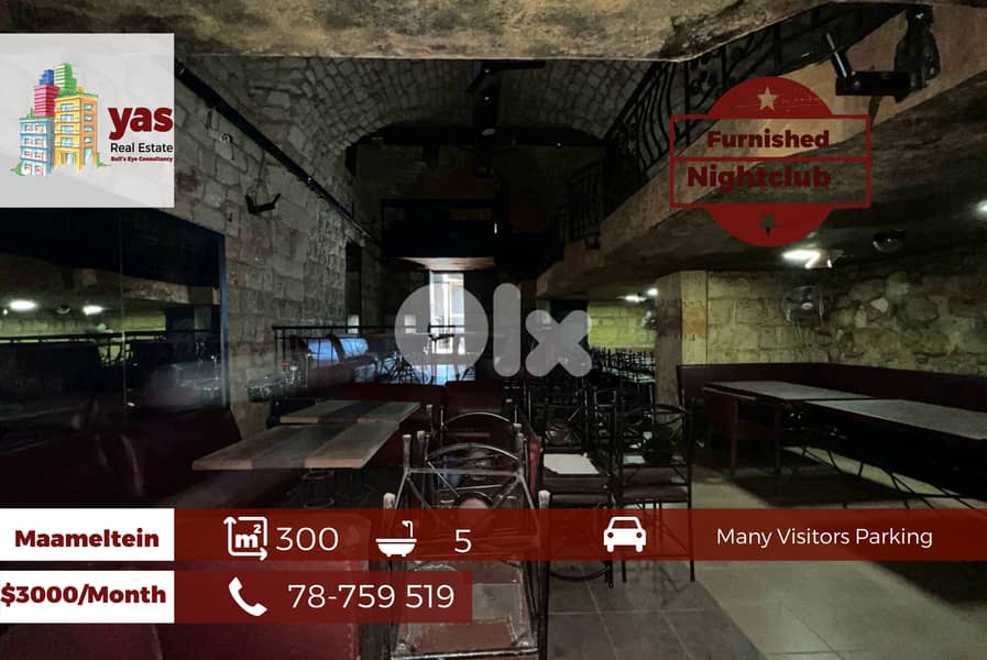 Maameltein 300m2 | Furnished Nightclub | Rent | Active Street | EH 0