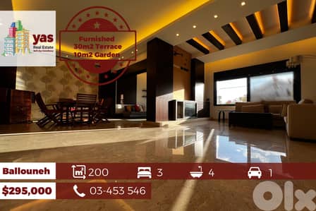 Ballouneh 200m2 | 30m2 Terrace | 10m2 Garden | Furnished | KS/TYT |