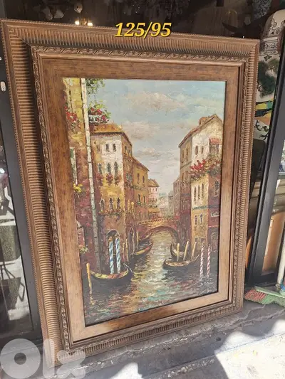 لوحة رسم زيتي حجم كبير مع كادر خشب مميز ناعم جدا