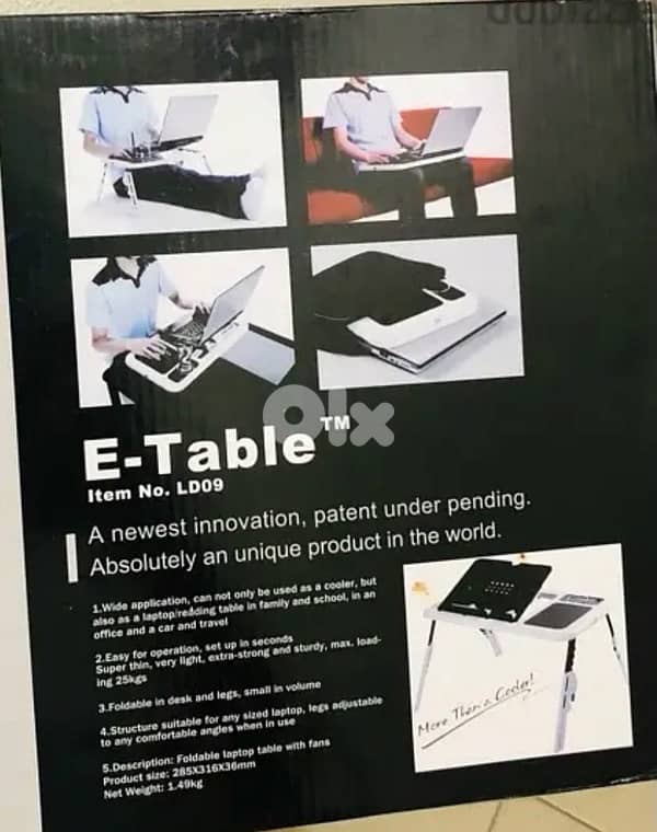 E-Table Structure suitable for any sized laptop Foldable table withFan 1