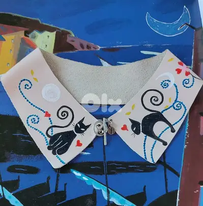 Real leather handpainted collar
