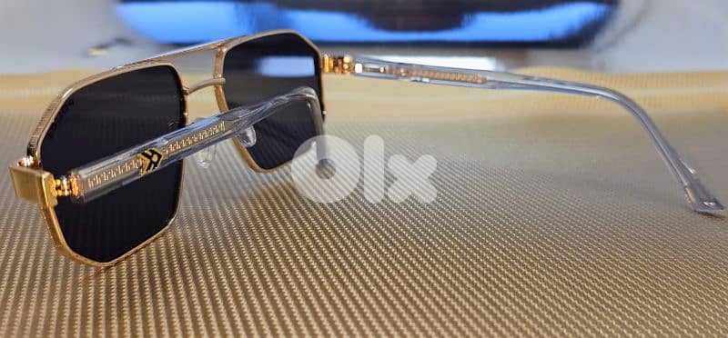 Police Sunglasses Gold Black Metal Angular Pilot Green SPL F66 4