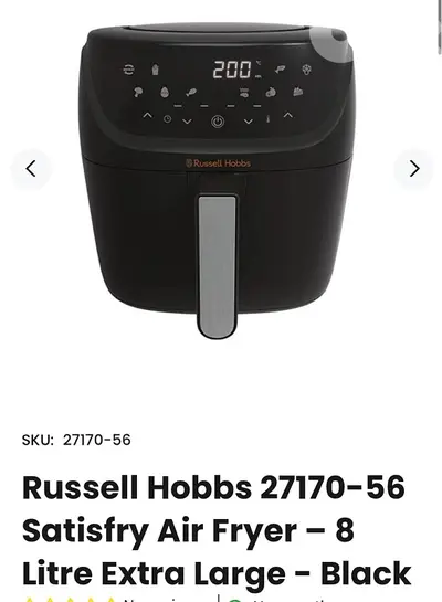 Russell Hobbs Air Fryer - 8 Litre Extra Large - Black