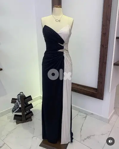 Black & Ivory Evening Gown Dress– Size 38, Worn Once