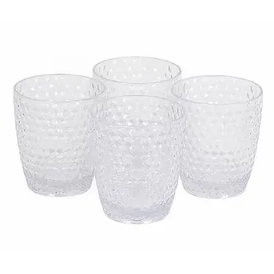 Cambridge Fete Diamond Clear Tumbler Set 4 Pcs 340 ml - مجموعة أكواب