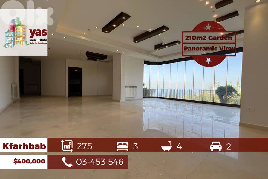Kfarhbab 275m2 | 210m2 Garden | Payment Facilties | Luxury | EH/IV 0