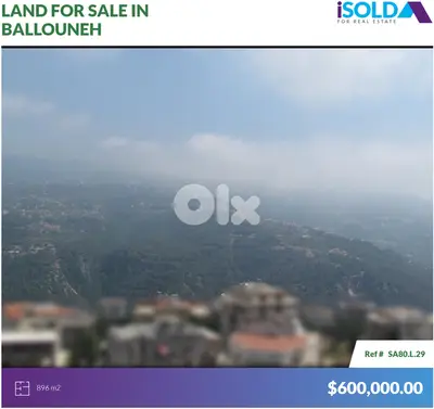 Prime Flat Land+mountain view 4sale in Ballouneh - أرض للبيع في بلونة