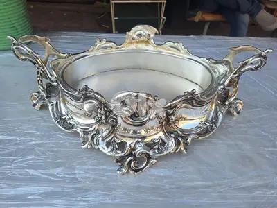 جردنيار مفضض فرنسي انتيك شغل فني رائع جدا jardinière centre pieces