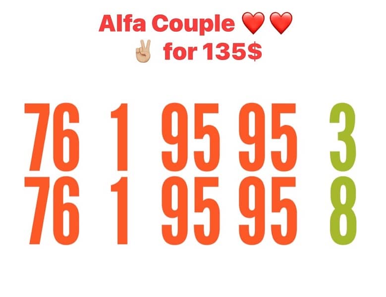 alfa Couple numbers we deliver all leb 0