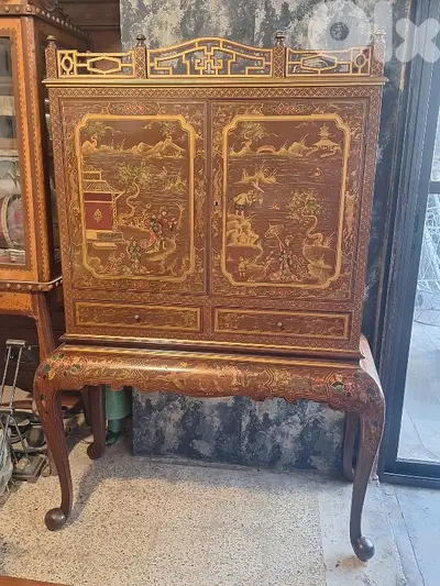 chinese red bar cabinet